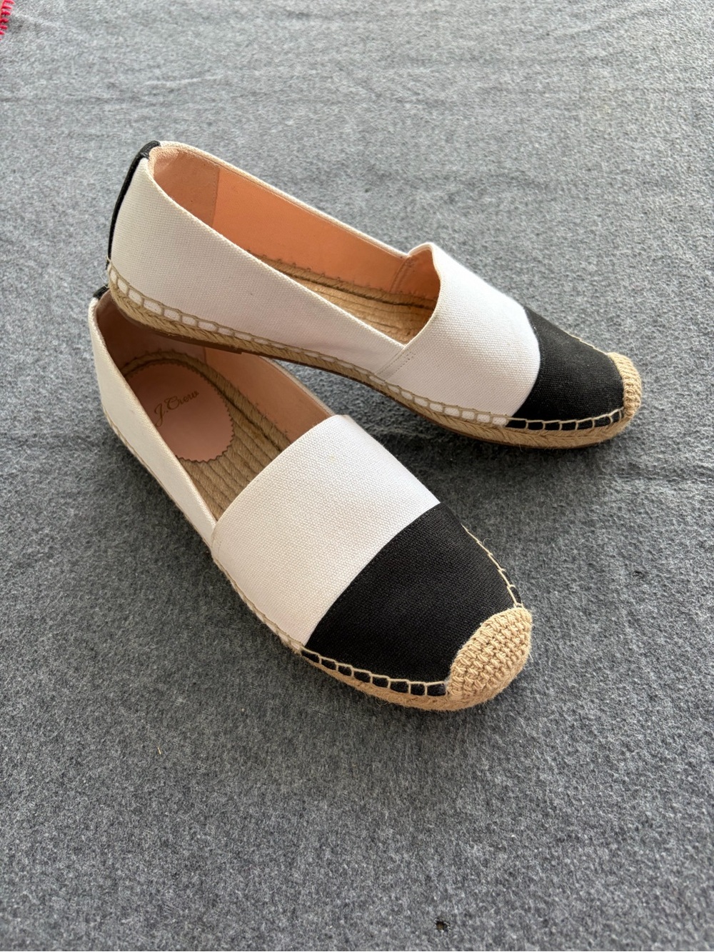 J. Crew Two-Tone Espadrille Flats Slip On Canvas Beach Resort Vacation Summer
